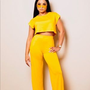 Two Piece Cropped Top Flare Bottom Set